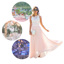 Cargar imagen en el visor de la galería, Vestido coqueto de gasa y encaje estilo campiña
- Ozerty