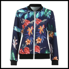 Cargar imagen en el visor de la galería, Chaqueta bomber con motivos florales y manga larga

 - Ozerty
