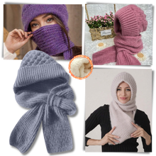 Cargar imagen en el visor de la galería, Gorro y bufanda de punto 2 en 1, con protección auditiva y material cortaviento

 - Ozerty

