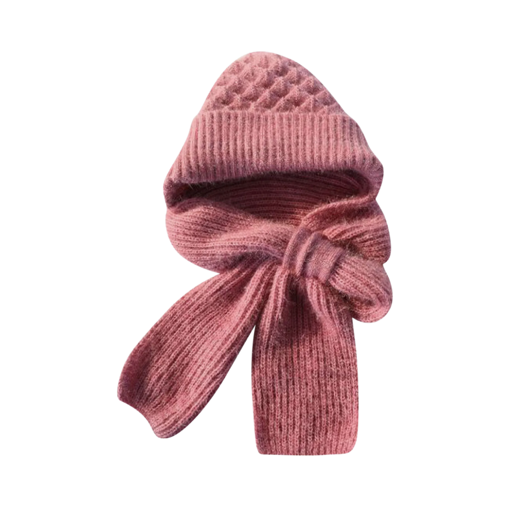 Gorro y bufanda de punto 2 en 1, con protección auditiva y material cortaviento

 -Rosa - Ozerty
